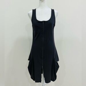 DECA Womens Full Zip Sleeveless Dress‎ Large Side Pockets Stretch Flowy Sz S